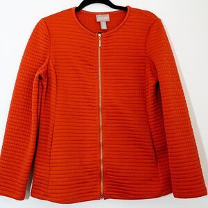Chico’s Burnt Orange Zip Cardigan quilted Jacket Pockets 0 S 4/6
